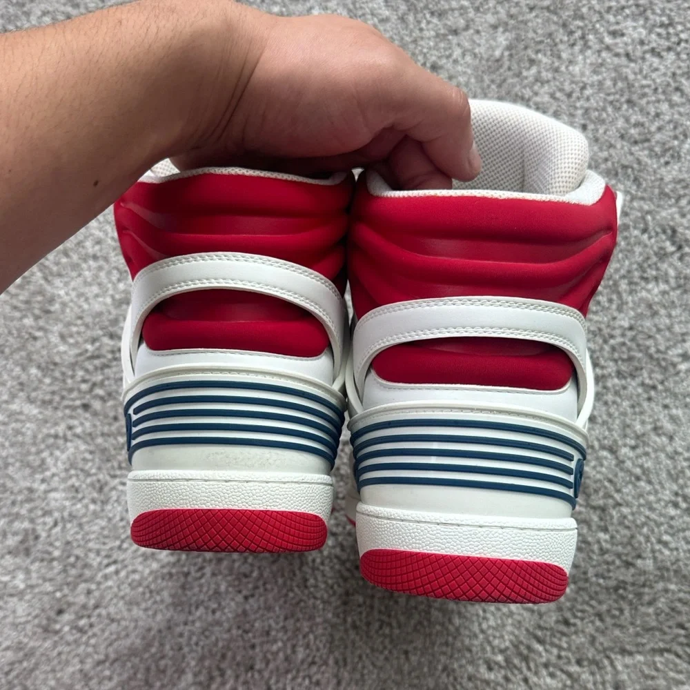 Gucci White and Red High-Top Sneakers